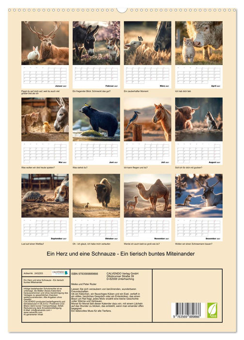 Ein Herz und eine Schnauze - Ein tierisch buntes Miteinander (CALVENDO Premium Wandkalender 2027)