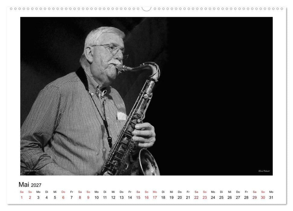 Internationale Meister des Jazz in Schwarzweiß (CALVENDO Premium Wandkalender 2027)
