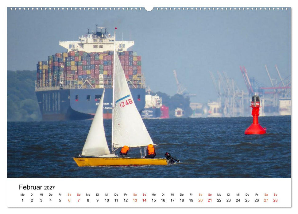 Kurs Elbe - Schiffe zwischen Hafen, Strom und Meer (CALVENDO Premium Wandkalender 2027)
