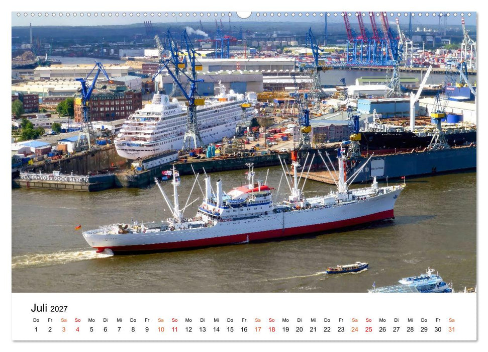 Kurs Elbe - Schiffe zwischen Hafen, Strom und Meer (CALVENDO Premium Wandkalender 2027)