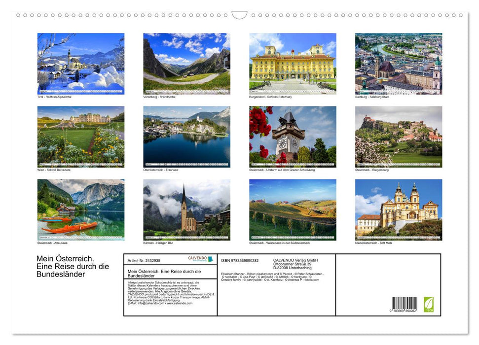 Mein Österreich. Eine Reise durch die Bundesländer (CALVENDO Wandkalender 2027)