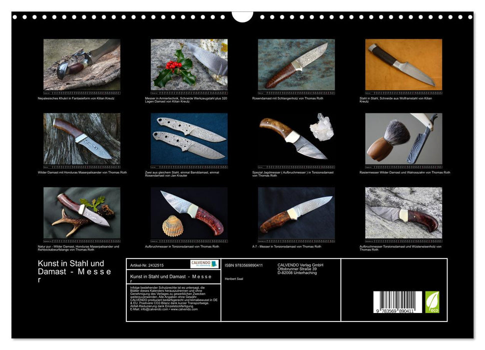 Kunst in Stahl und Damast - M e s s e r (CALVENDO Wandkalender 2027)