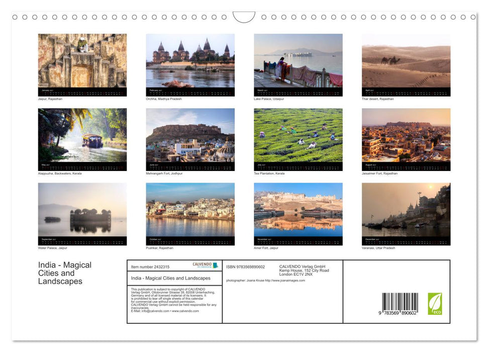 India - Magical Cities and Landscapes (CALVENDO Monthly Calendar 2027)