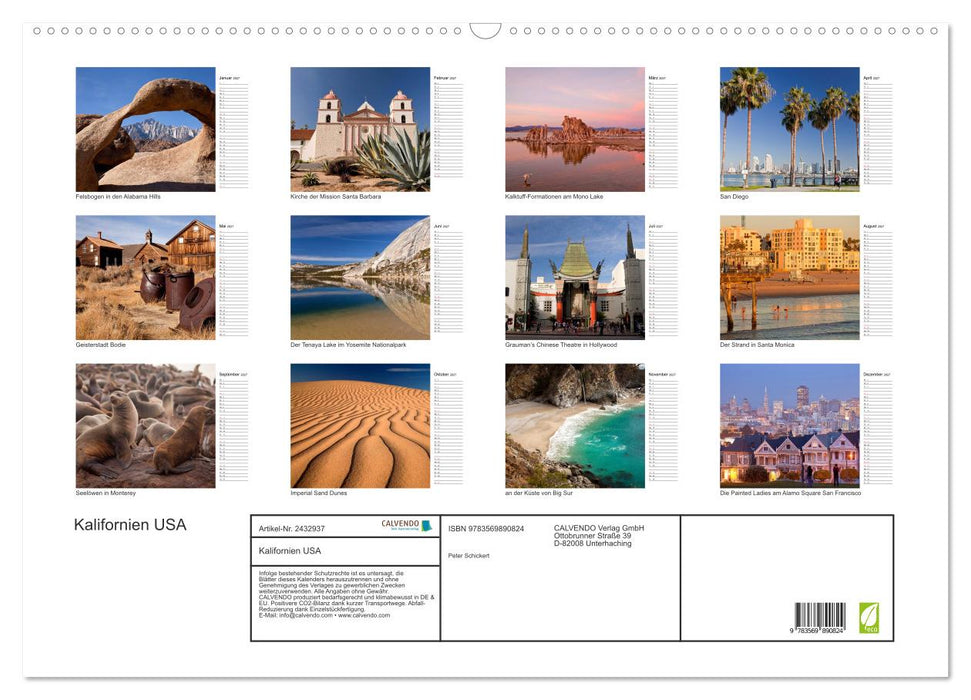 Kalifornien USA (CALVENDO Wandkalender 2027)