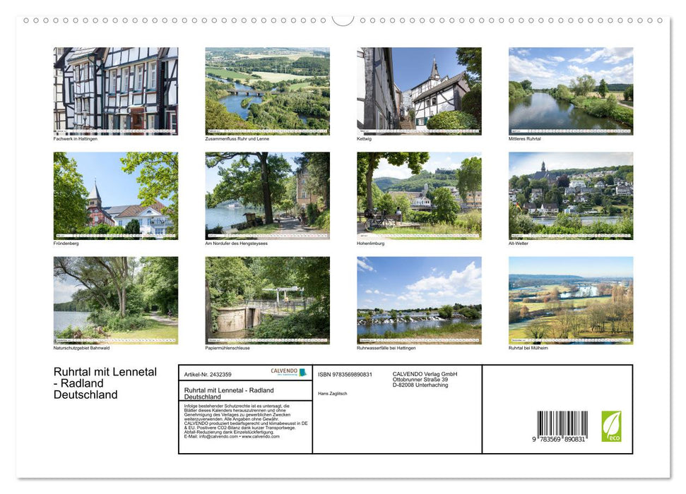 Ruhrtal mit Lennetal - Radland Deutschland (CALVENDO Premium Wandkalender 2027)