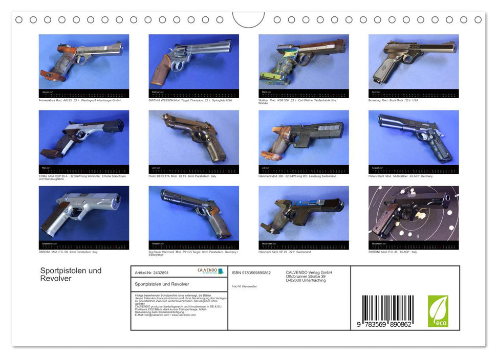 Sportpistolen und Revolver (CALVENDO Wandkalender 2027)