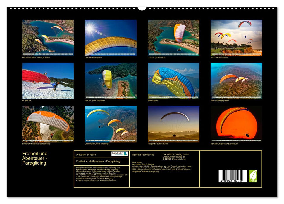 Freiheit und Abenteuer - Paragliding (CALVENDO Premium Wandkalender 2027)