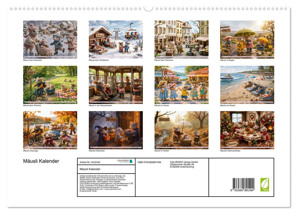 Mäusli Kalender (CALVENDO Premium Wandkalender 2027)
