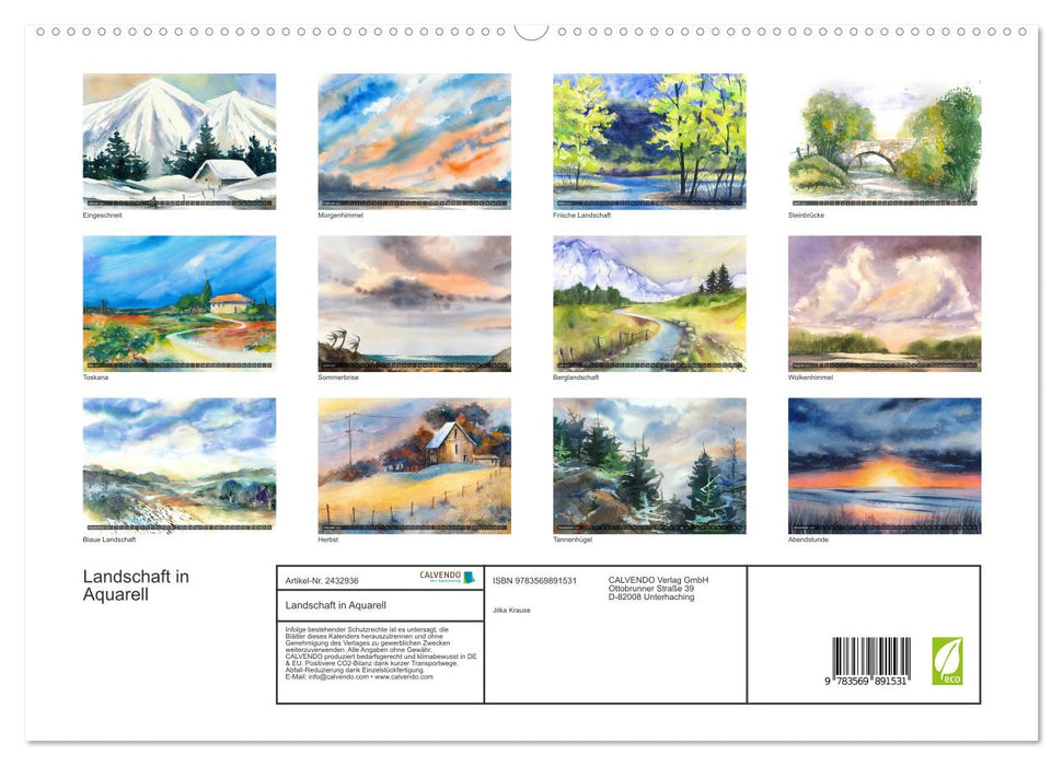 Landschaft in Aquarell (CALVENDO Premium Wandkalender 2027)