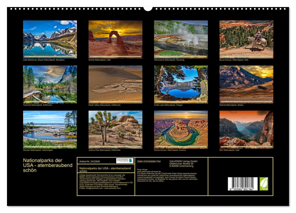 Nationalparks der USA - atemberaubend schön (CALVENDO Premium Wandkalender 2027)