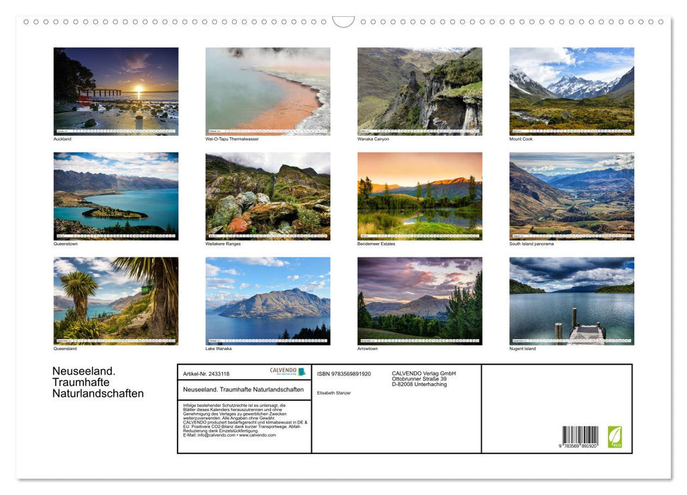 Neuseeland. Traumhafte Naturlandschaften (CALVENDO Wandkalender 2027)