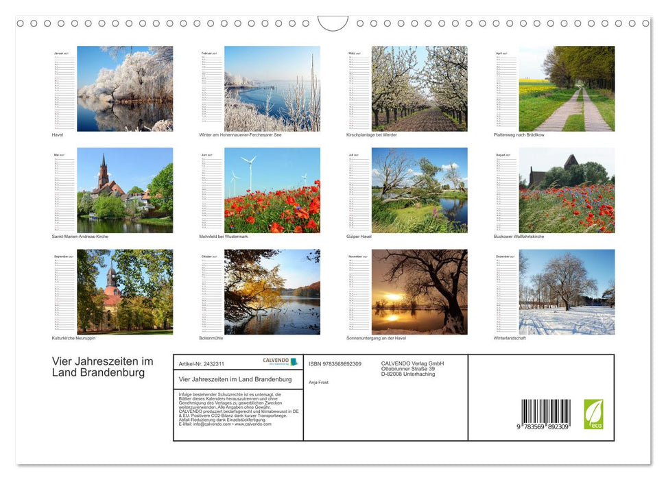 Vier Jahreszeiten im Land Brandenburg (CALVENDO Wandkalender 2027)