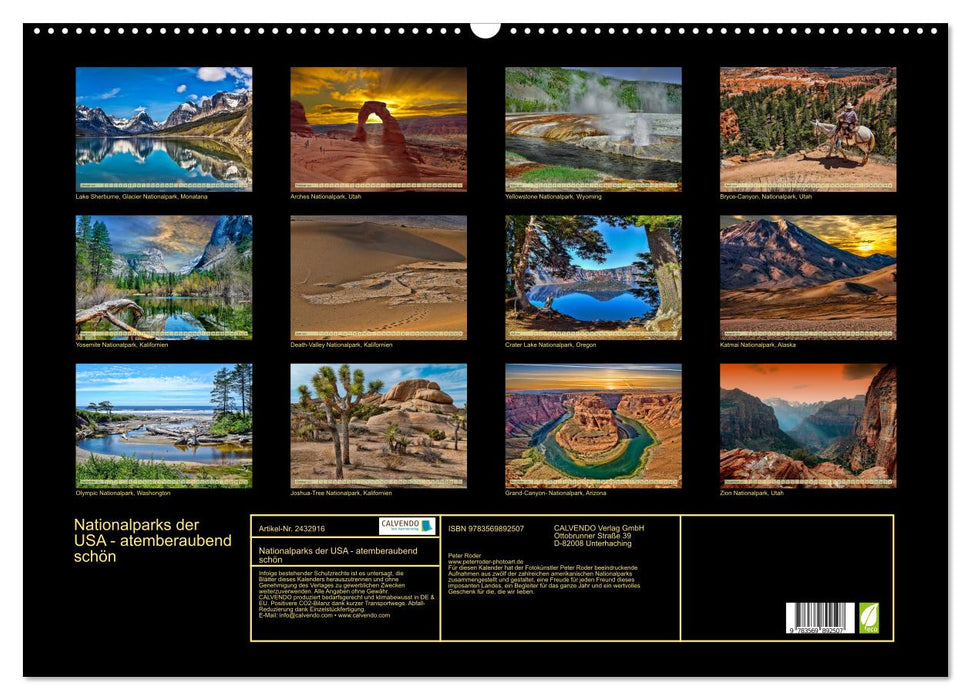 Nationalparks der USA - atemberaubend schön (CALVENDO Wandkalender 2027)
