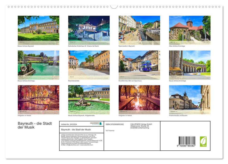 Bayreuth - die Stadt der Musik (CALVENDO Premium Wandkalender 2027)