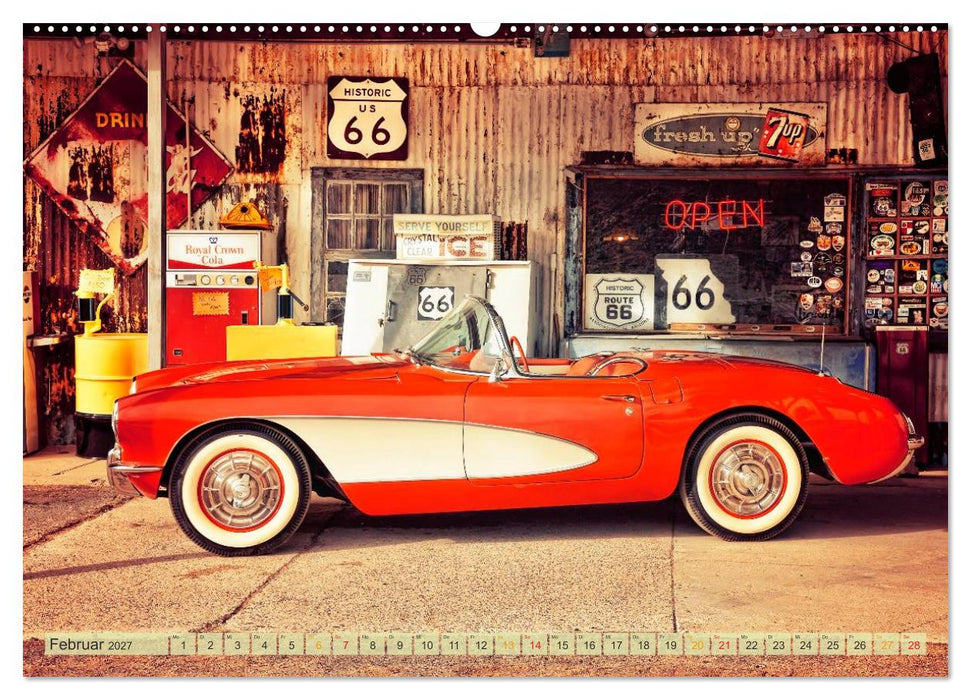 Nostalgie auf 2451 Meilen - Route 66 (CALVENDO Wandkalender 2027)