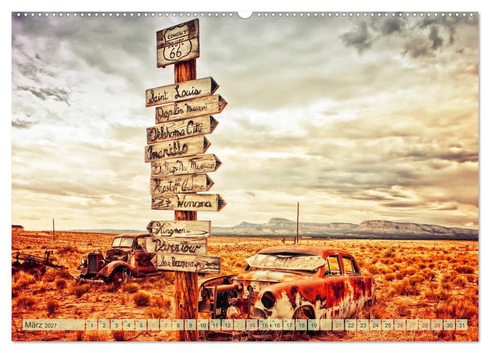 Nostalgie auf 2451 Meilen - Route 66 (CALVENDO Wandkalender 2027)