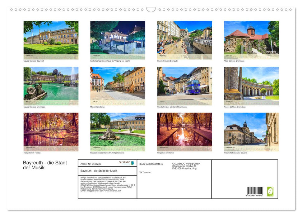 Bayreuth - die Stadt der Musik (CALVENDO Wandkalender 2027)