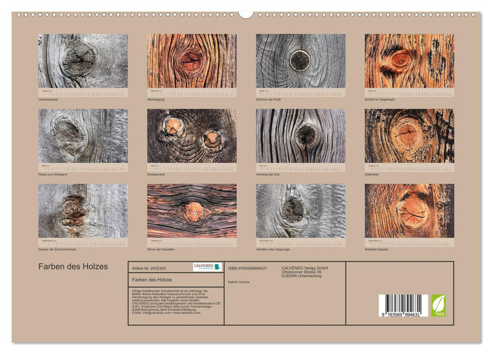 Farben des Holzes (CALVENDO Premium Wandkalender 2027)