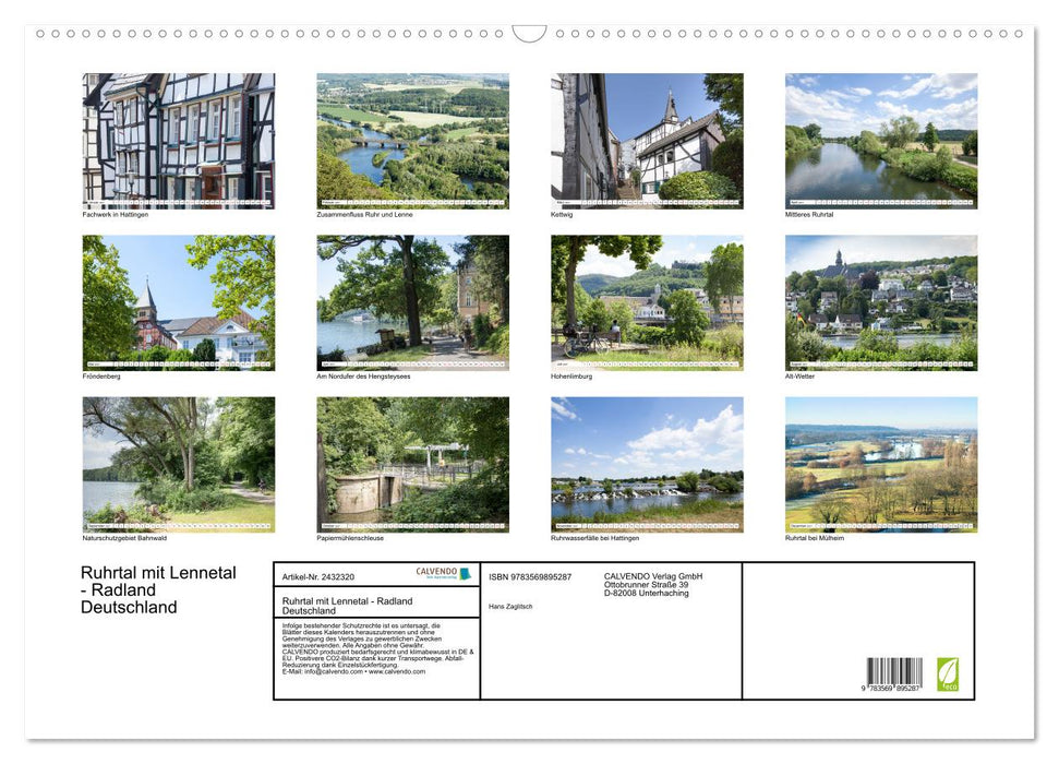 Ruhrtal mit Lennetal - Radland Deutschland (CALVENDO Wandkalender 2027)
