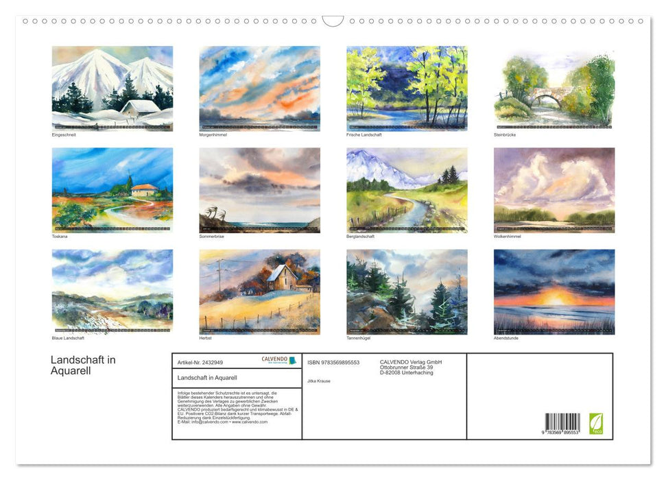 Landschaft in Aquarell (CALVENDO Wandkalender 2027)