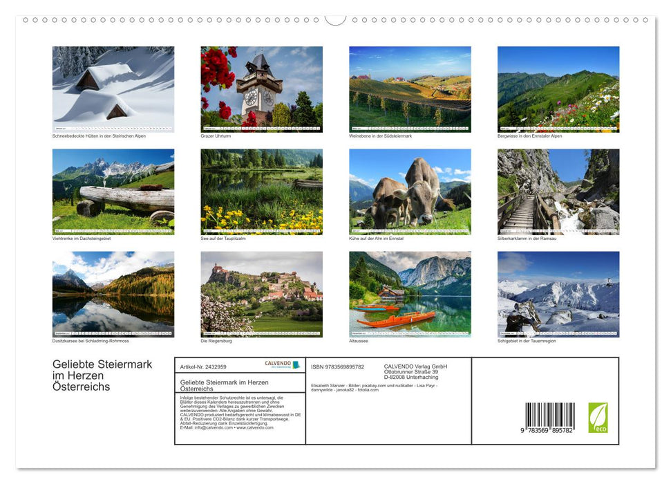 Geliebte Steiermark im Herzen Österreichs (CALVENDO Premium Wandkalender 2027)