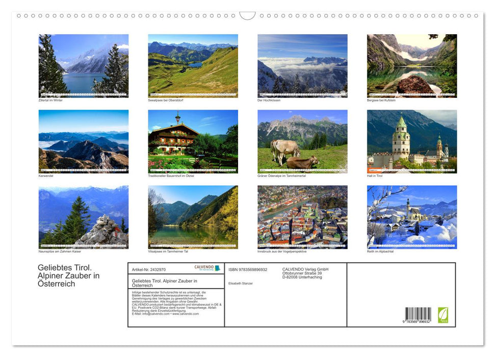 Geliebtes Tirol. Alpiner Zauber in Österreich (CALVENDO Wandkalender 2027)