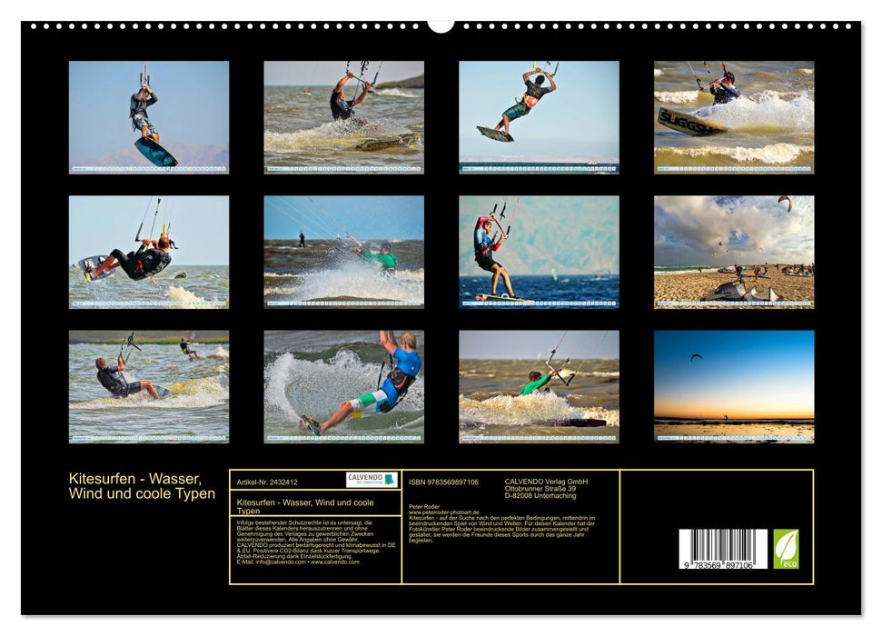 Kitesurfen - Wasser, Wind und coole Typen (CALVENDO Premium Wandkalender 2027)
