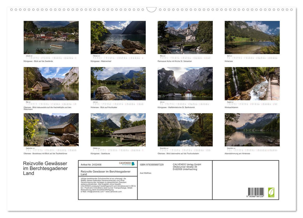 Reizvolle Gewässer im Berchtesgadener Land (CALVENDO Wandkalender 2027)