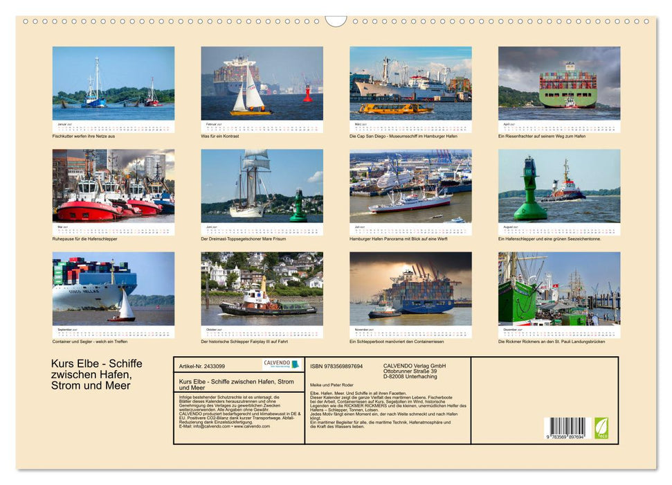 Kurs Elbe - Schiffe zwischen Hafen, Strom und Meer (CALVENDO Wandkalender 2027)