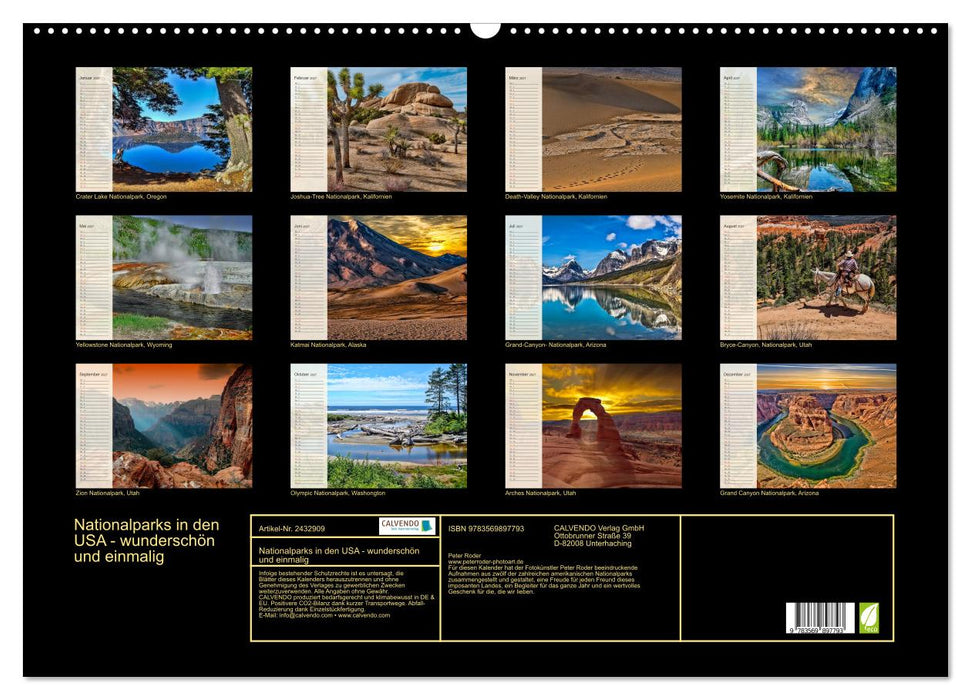 Nationalparks in den USA - wunderschön und einmalig (CALVENDO Wandkalender 2027)