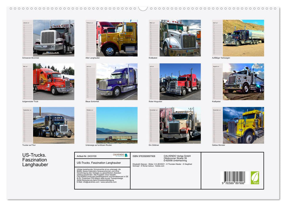 US-Trucks. Faszination Langhauber (CALVENDO Premium Wandkalender 2027)