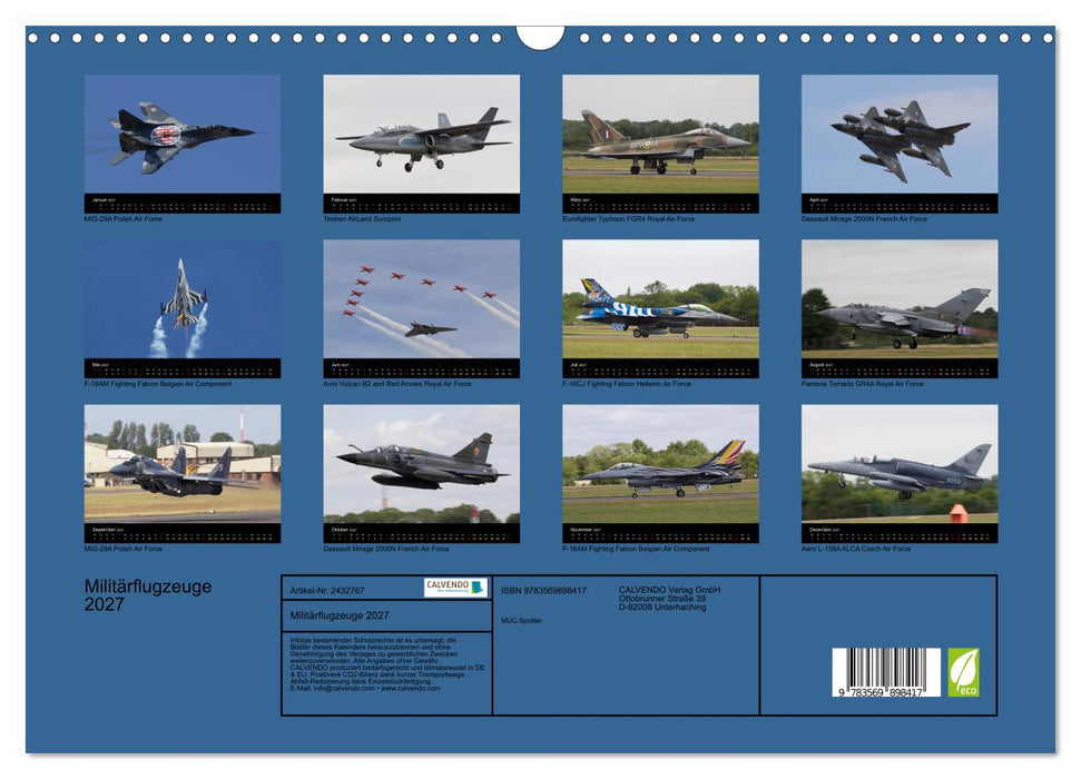 Militärflugzeuge 2027 (CALVENDO Wandkalender 2027)