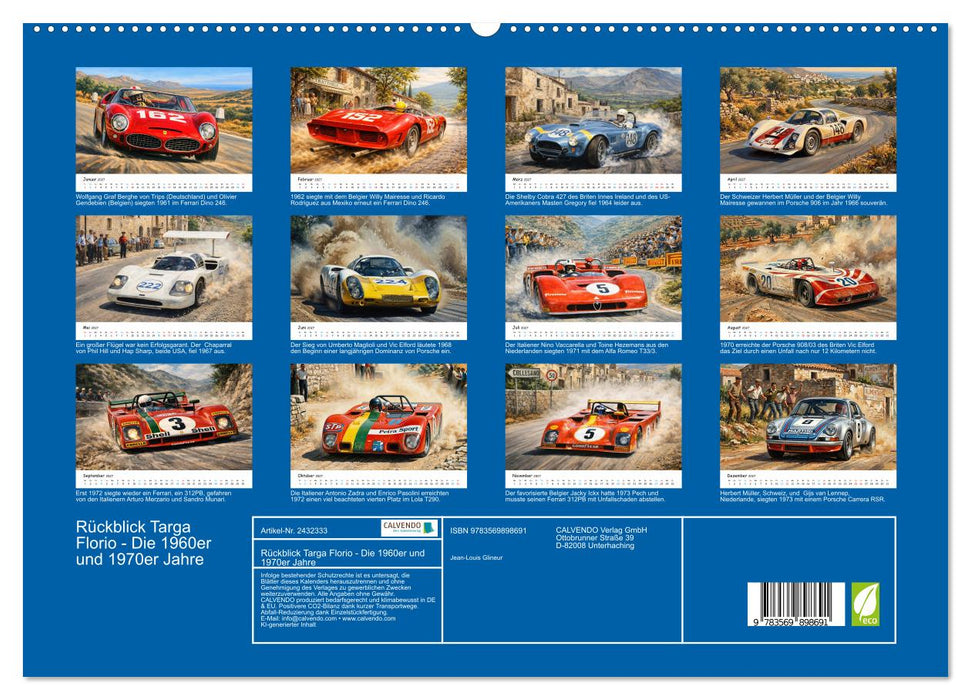 Rückblick Targa Florio - Die 1960er und 1970er Jahre (CALVENDO Premium Wandkalender 2027)