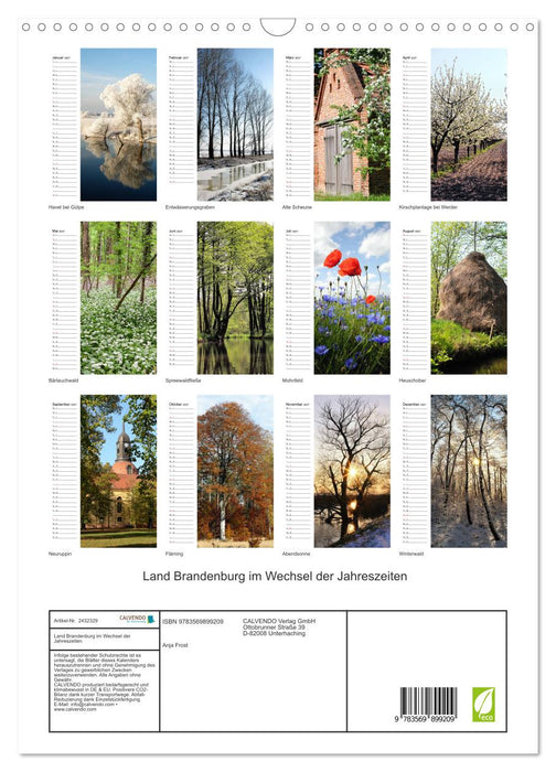Land Brandenburg im Wechsel der Jahreszeiten (CALVENDO Wandkalender 2027)