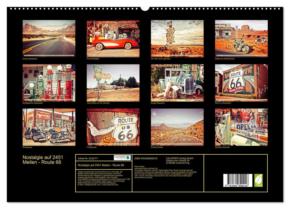 Nostalgie auf 2451 Meilen - Route 66 (CALVENDO Premium Wandkalender 2027)