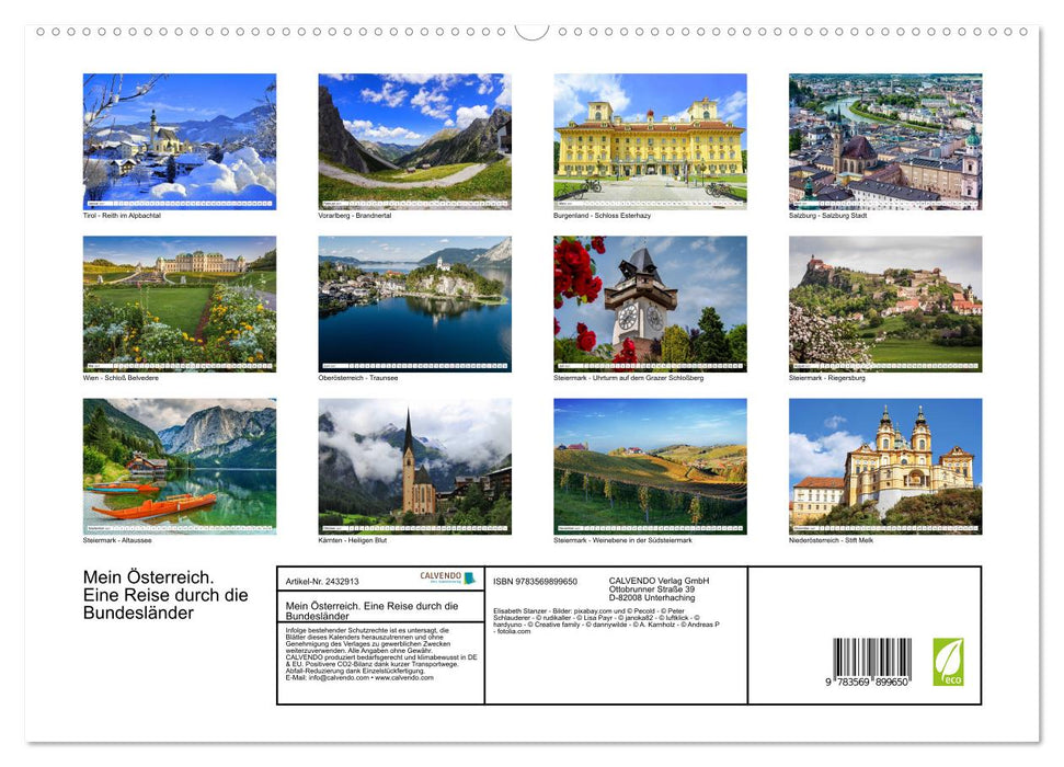 Mein Österreich. Eine Reise durch die Bundesländer (CALVENDO Premium Wandkalender 2027)