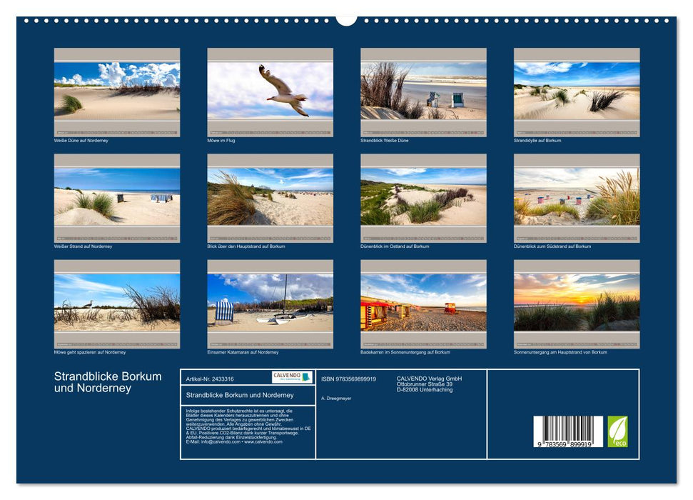 Strandblicke Borkum und Norderney (CALVENDO Premium Wandkalender 2027)
