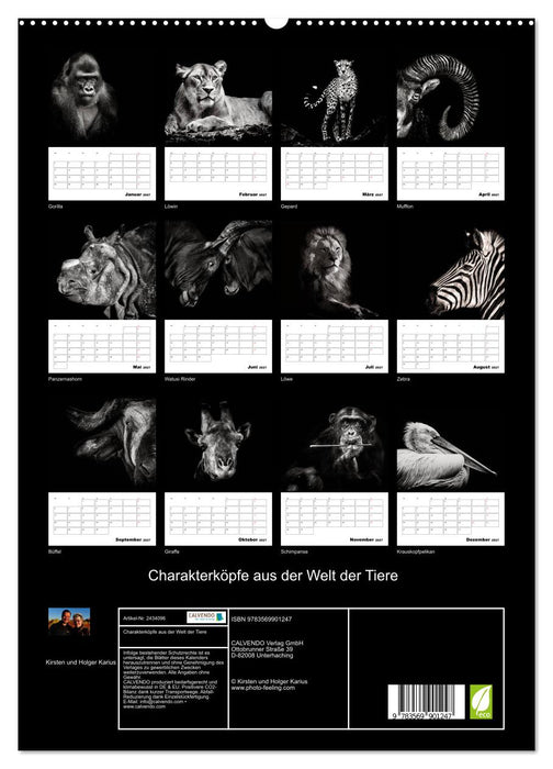 Charakterköpfe aus der Welt der Tiere (CALVENDO Premium Wandkalender 2027)