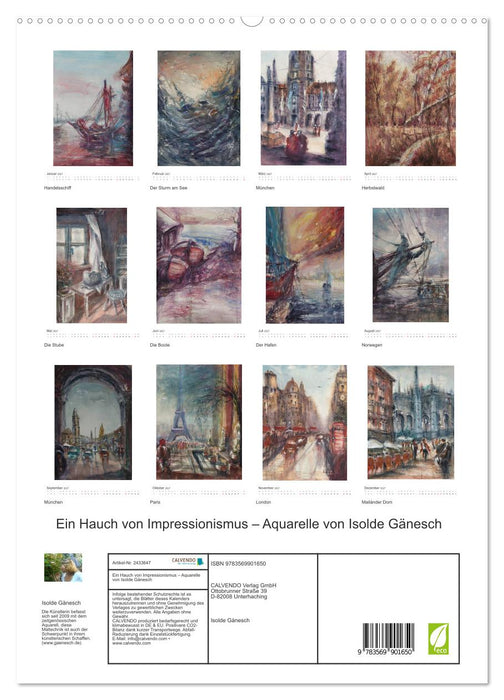 Ein Hauch von Impressionismus – Aquarelle von Isolde Gänesch (CALVENDO Premium Wandkalender 2027)