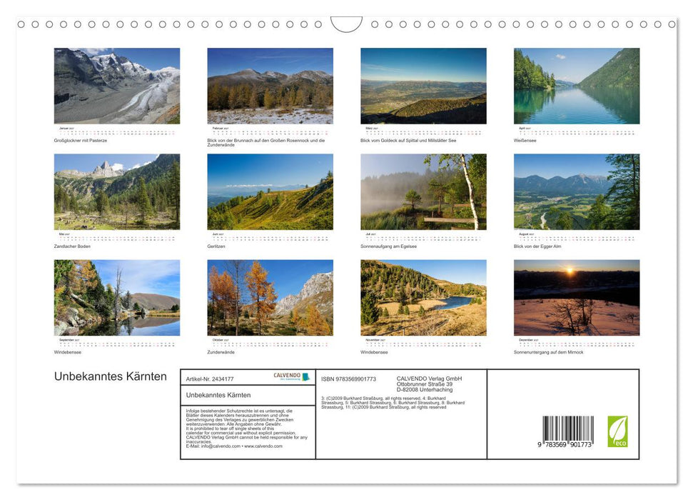 Unbekanntes Kärnten (CALVENDO Wandkalender 2027)