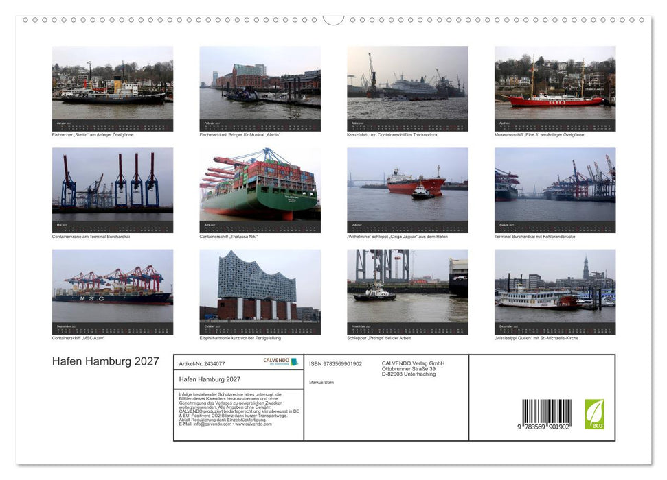 Hafen Hamburg 2027 (CALVENDO Premium Wandkalender 2027)