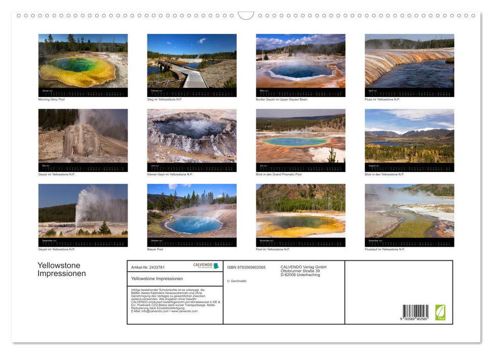 Yellowstone Impressionen (CALVENDO Wandkalender 2027)