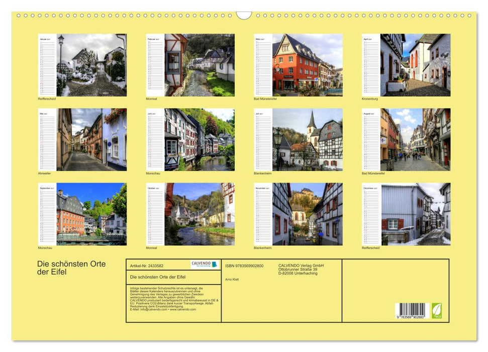 Die schönsten Orte der Eifel (CALVENDO Wandkalender 2027)