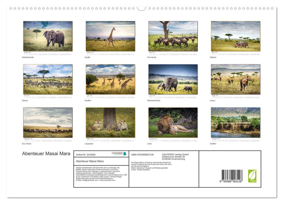 Abenteuer Masai Mara (CALVENDO Premium Wandkalender 2027)