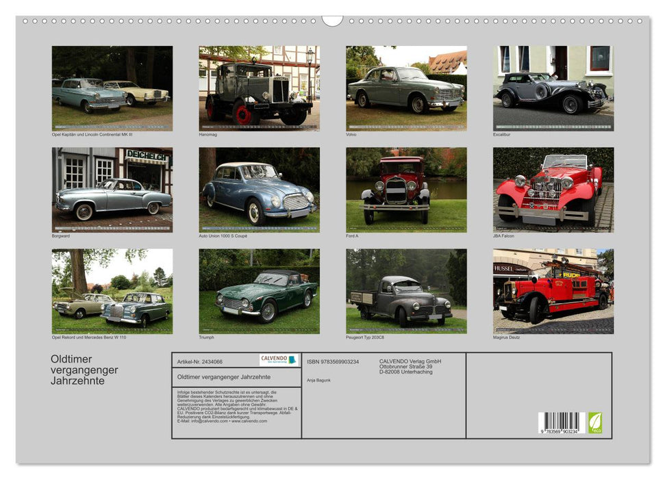 Oldtimer vergangenger Jahrzehnte (CALVENDO Wandkalender 2027)