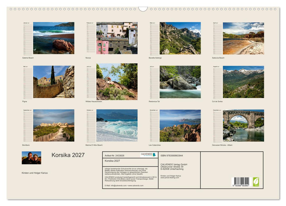 Korsika 2027 (CALVENDO Wandkalender 2027)