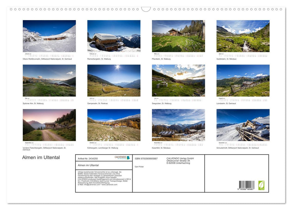 Almen im Ultental (CALVENDO Wandkalender 2027)
