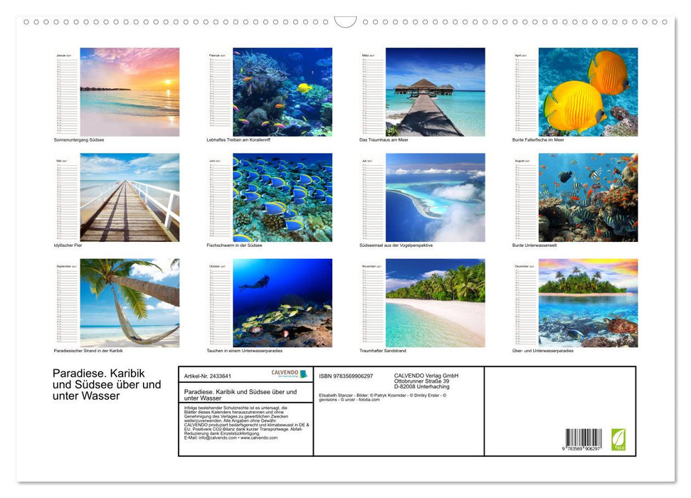 Paradiese. Karibik und Südsee über und unter Wasser (CALVENDO Wandkalender 2027)