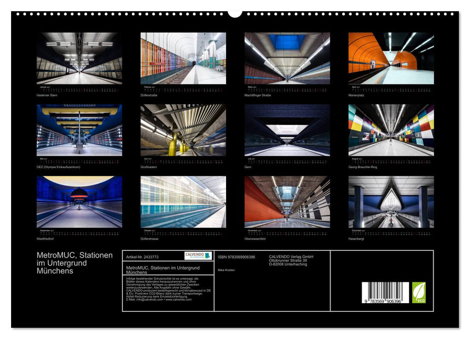 MetroMUC, Stationen im Untergrund Münchens (CALVENDO Premium Wandkalender 2027)