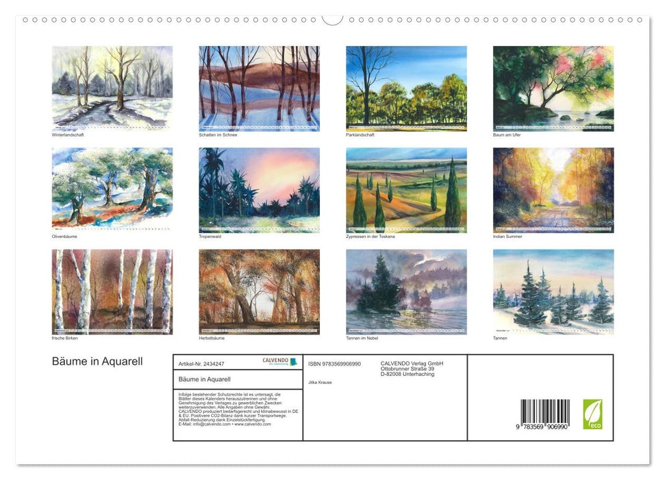 Bäume in Aquarell (CALVENDO Premium Wandkalender 2027)